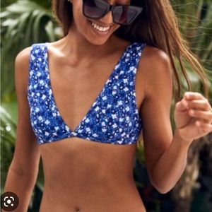 American Eagle Outfitters, blue floral wide strap plunge bikini top & bottoms